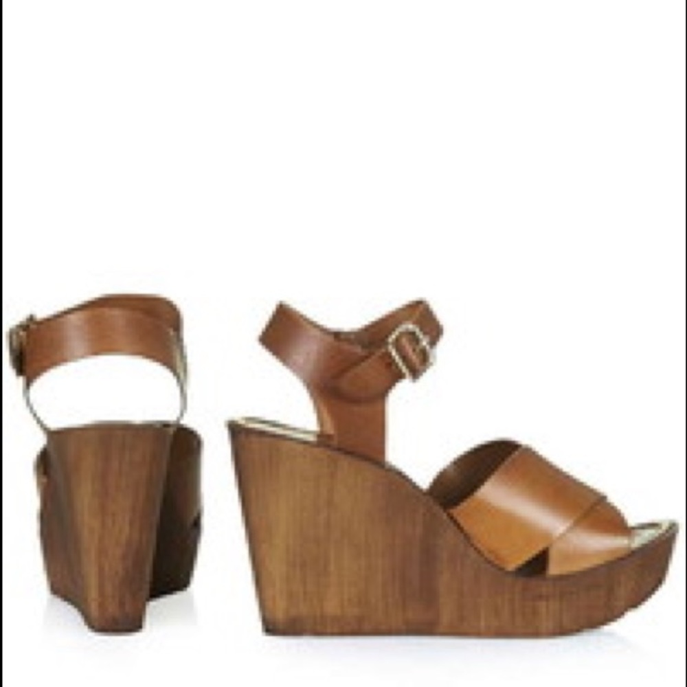TopShop Tan Leather Wedges - Picture 3 of 3